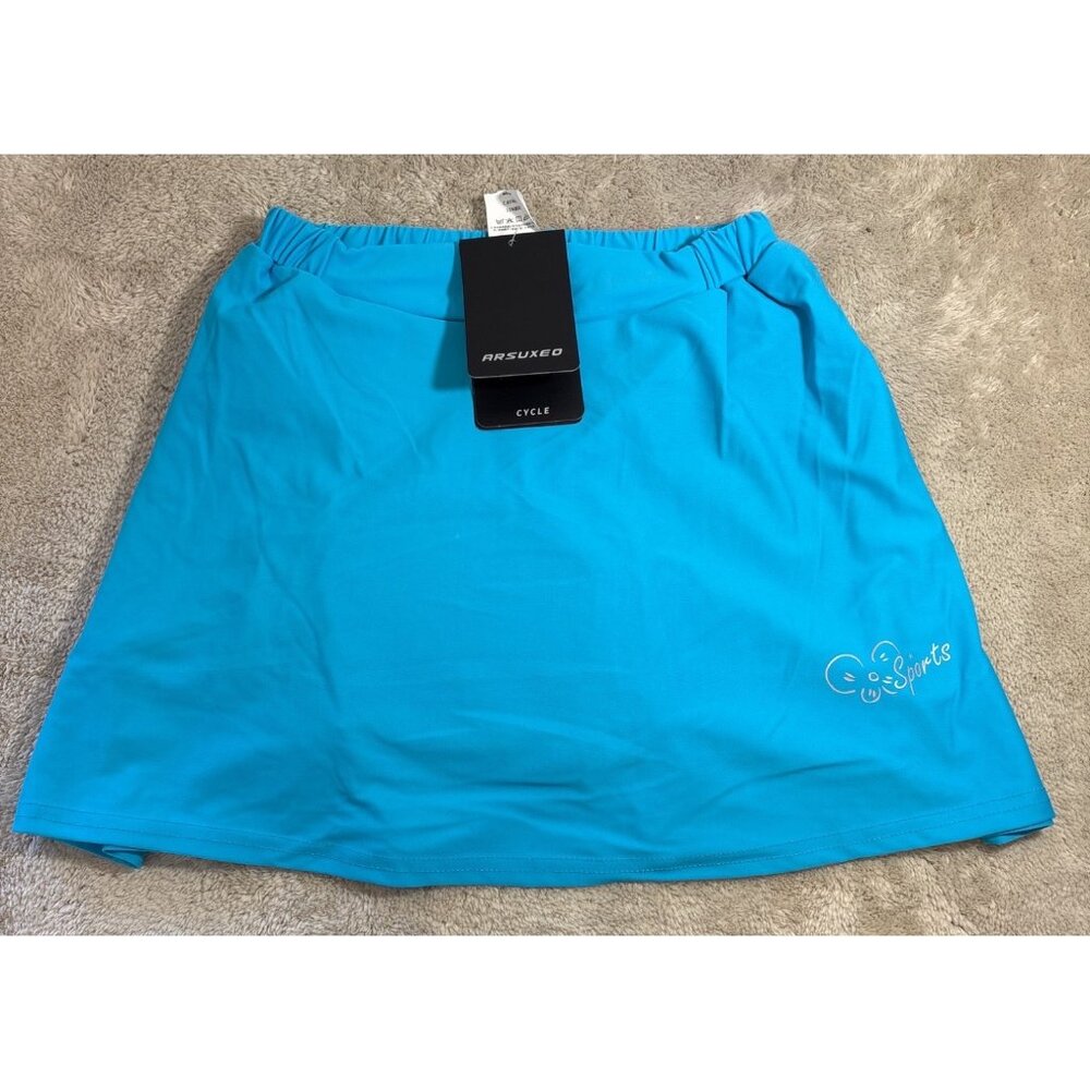Arsuxeo Womens Cycling Skirt Sz Med Blue Sportswear Nylon Spandex Blend Padded